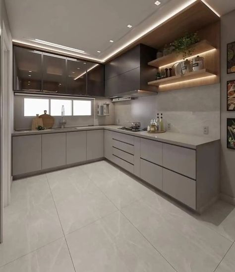 Latest Kitchen Designs Modern, L Shaped Kitchen Interior, Latest Kitchen Designs, Simple Kitchen Design, Kitchen Layout Plans, Kitchen Design Color, Modern Kitchen Cabinet Design, Modern Kitchen Interiors, Kitchen Interior Design Decor