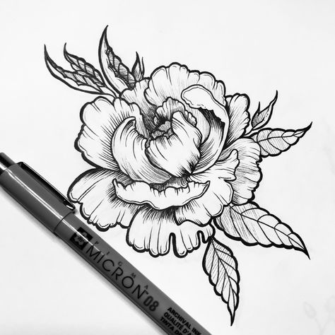 A peony tattoo design for a client next month! Peony Flower Drawing, Flower Drawing Tattoo, Drawing Peonies, Drawing Peony, Japanese Peony, Peony Flower Tattoos, Line Drawing Tattoos, Peony Drawing, Chicanas Tattoo