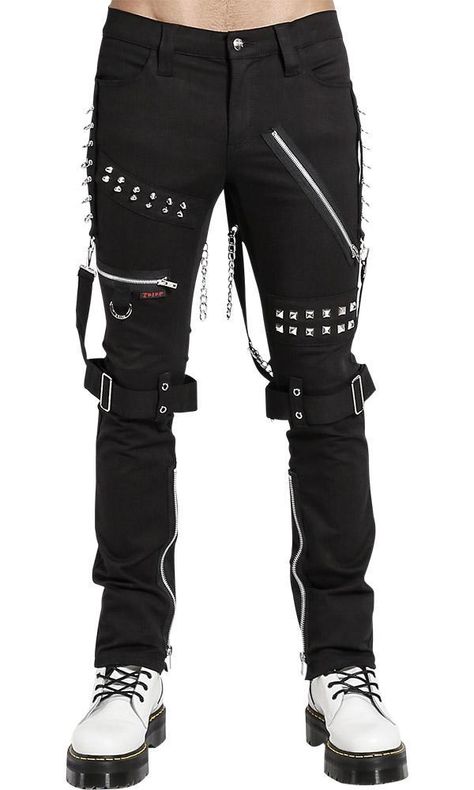 Edgy Outfits Men, Punk Cyberpunk, Gothic Trousers, Tripp Nyc Pants, New York Streetwear, Tripp Pants, Steampunk Men, Gothic Pants, Extreme Fashion