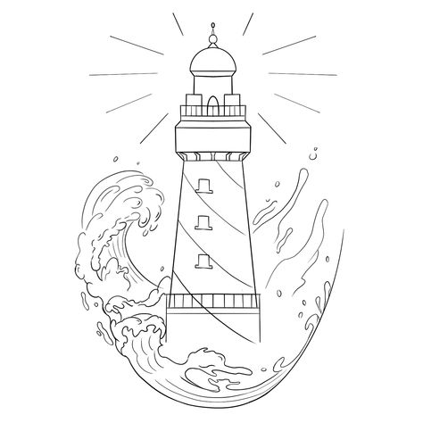 Simple Ship Tattoo, Lighthouse Drawings, Lighthouse Drawing, Old Scool, Lighthouse Tattoo, Ship Tattoo, Photoshop Projects, Line Art Tattoos, Art Tattoos