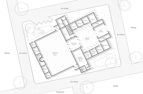 Mosque Site Plan, Mosque Plan Architecture, Mosque Floor Plan, Mosque Exterior, Mosque Drawing, Mosque Design Islamic Architecture, Road Texture, Medina Mosque, Mosque Design