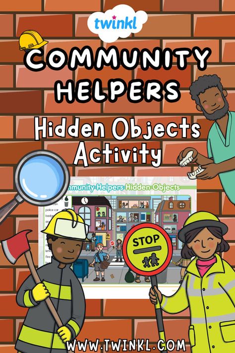 Twinkl's Community Helpers Hidden Objects Activity  is a fantastic addition toy our social studies classroom to engage young students in learning about different community helpers. This game challenges students to find 15 hidden objects within the picture, helping them develop their observation skills and learn more about the important roles of community helpers. Community Helpers Games, Find The Difference, Social Studies Classroom, Social Studies Lesson, Hidden Pictures, Hidden Objects, Community Helpers, Find Objects, Classroom Community