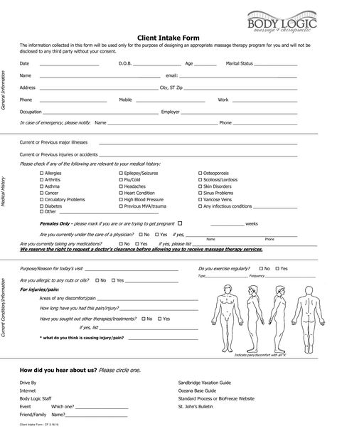 Massage Intake Forms, Business Communication Skills, Client Intake Form, Fitness Test, Herbalife Nutrition Club, Therapy Business, Intake Form, Acupuncture Clinic, Business Letter Template