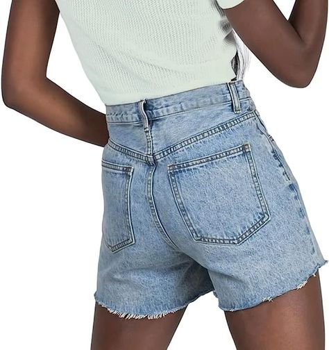 * 59.9% Cotton, 27.1% Polyester, 12.2% Cellulose, 0.8% Spanex  * Zipper closure  * Machine Wash  * Advanced Design - With styles such as crisscross, splice, and stripes, these denim shorts are very fashion and comfortable,The unique design of each style adds a touch of sophistication and interest to the shorts, making them stand out from typical jean shorts #ad Casual Summer Clothes, High Waisted Boyfriend Jeans, Western Clothes, Boyfriend Jean Shorts, Curvy Shorts, Trendy Denim, Boyfriend Jean, Casual Summer Outfits, Summer Clothes