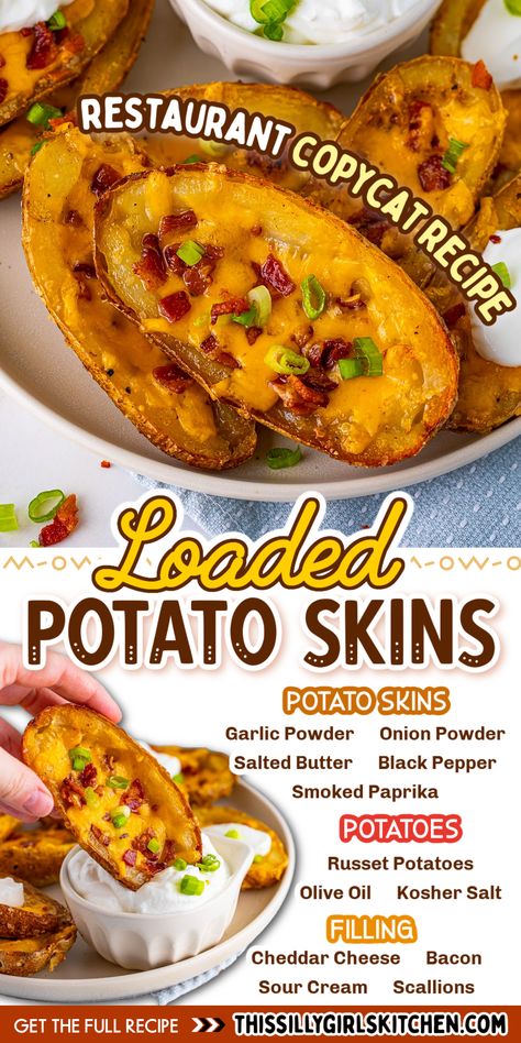 Loaded Potato Skins, Potatoe Skins Recipe, Fried Mac And Cheese, Potato Skin, Filling Lunch, Loaded Potato, Potato Skins, Dinner Sides, Silly Girls