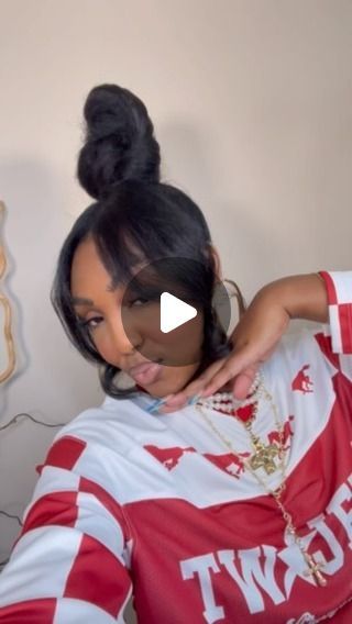 Lachelle Trends on Instagram: "Full tutorial on YouTube! Link in bio!

#naturalhairstyles #naturalhair #bunhairstyles" High Ponytail With Curtain Bangs, Bang And Bun Hairstyles For Black Women, Ponytail With Bangs For Black Women, Ninja Bun, Bangs Ponytail, Full Bangs, High Bun, Youtube Link, High Ponytails