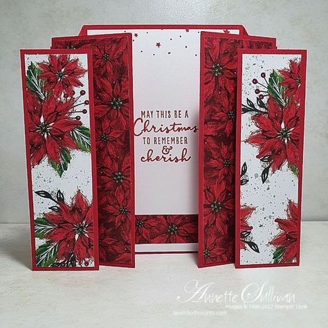 Folded Christmas Cards, Christmas Whimsy, Pop Up Christmas Cards, Christmas Card Tutorials, Christmas Portrait, Boughs Of Holly, Card For Christmas, Poinsettia Cards, Stamped Christmas Cards