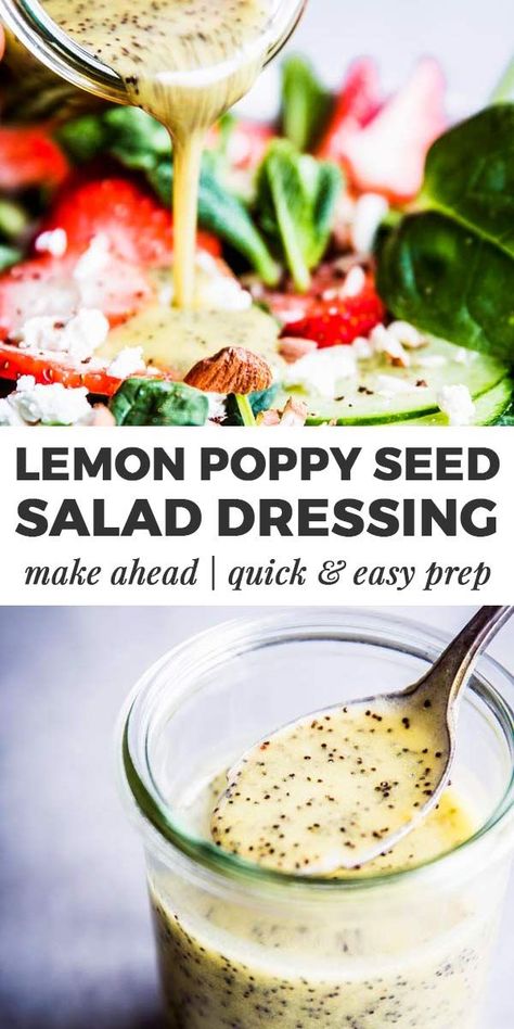 Lemon Poppyseed Dressing Recipe, Poppy Seed Salad Dressing, Poppyseed Dressing Recipe, Poppyseed Salad Dressing, Poppy Seed Salad, Spring Mix Salad, Seed Salad, Salad Dressing Recipes Healthy, Poppyseed Dressing