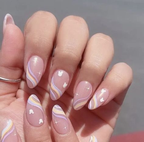 Cute Disney Nail Ideas, Disney Nails Pink, Disneyland Nails Designs, Neutral Disney Nails, Short Disney Nails, Disney Nails Short, Disney Nails Simple, Cute Disney Nails, Nail Art Design 2023