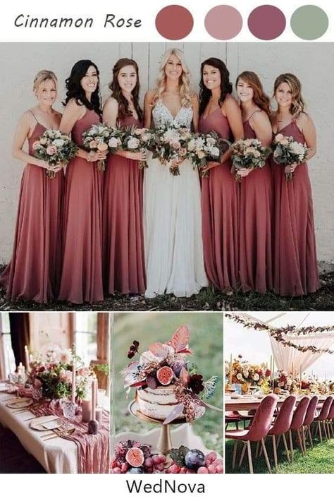 Rosewood Wedding, Rose Bridesmaid, Cinnamon Rose, Wedding Color Pallet, Bridesmaid Dresses Under 100, Urban Wedding Venue, Rose Bridesmaid Dresses, Maroon Wedding, Wedding Venue Inspiration