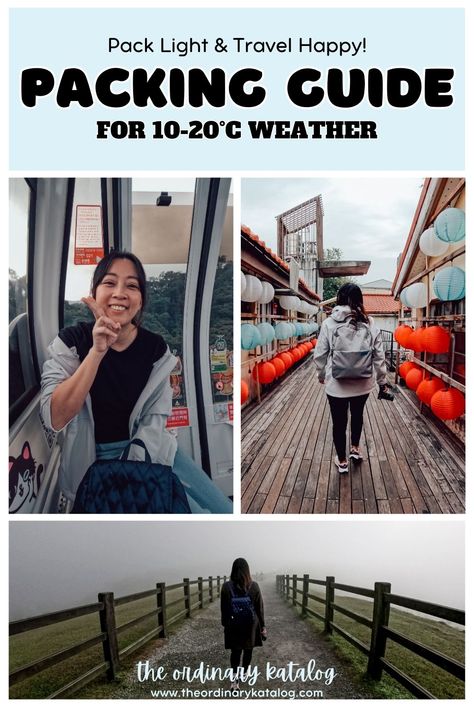 Don't let unpredictable weather ruin your trip! This guide helps you pack perfectly for 10-20°C weather. Learn layering tricks & essential items to stay comfy & avoid overpacking. Pack like a pro! | Cold Weather Outfits | Chilly Weather Outfits | Packing List | Packing Tips | Travel Guide | Vacation Japan Cold Weather Outfit, Pack For 70 Degree Weather, 55° Weather Outfit, Packing For Japan In Winter, What To Wear In 50-60 Degree Weather, Degree Outfit, Chilly Weather Outfits, Pack Like A Pro, Taiwan Travel