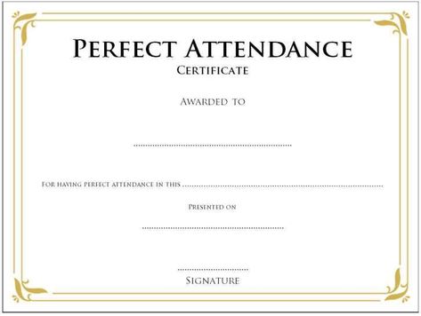 Perfect Attendance Certificate Template (2) - TEMPLATES EXAMPLE | TEMPLATES EXAMPLE Award Templates Free, Attendance Template, Perfect Attendance Award, Perfect Attendance Certificate, Free Printable Certificate Templates, Attendance Certificate, Meeting Notes Template, Microsoft Word Free, Certificate Format