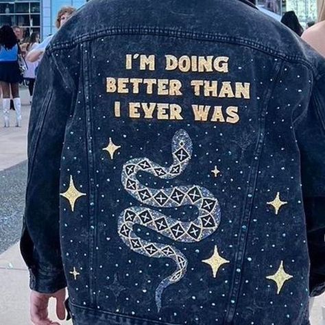 Taylor Swift Denim Jacket, Taylor Swift Jean Jacket, Reputation Jacket, Taylor Swift Jacket, Eras Tour Jacket, Jean Jacket Diy, Eras Outfit, Taylor Swift Costume, Era Tour