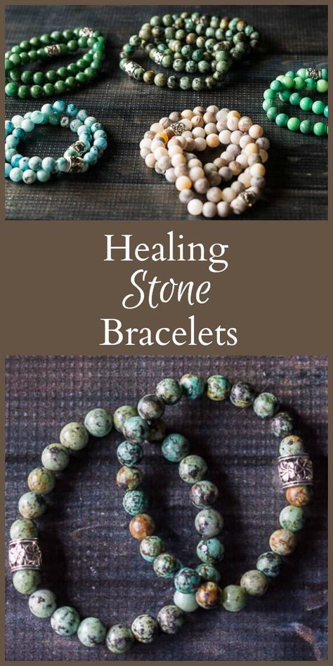 Healing stone bracelets are easy and inexpensive to make. Even though they are said to have healing properties, their natural beauty is a gift in itself. #agate #jasper #turquoise #jewelry Stretch Beaded Bracelets Diy, Bracelets Simple, Jewelry To Make, Jewelry By Brand, Making Bracelets With Beads, Healing Stones Jewelry, Pendant Shade, Stone Bracelets, Beads Bracelet Design