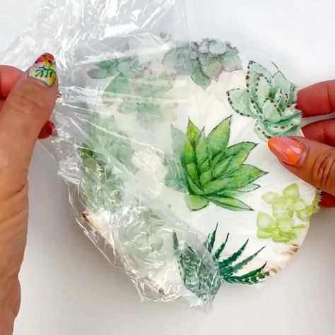 How Do You Decoupage, Decoupage Paper Napkins, Decoupaged Sea Shells, Decoupage Rocks With Napkins, Decoupaging With Napkins, Napkins And Modpodge, Items To Decoupage, Paper Napkin Decoupage, Napkin Art Diy Crafts