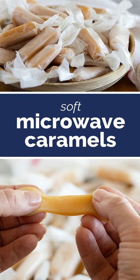 Perfect every time, these microwave caramels couldn’t get much easier! A few minutes of hands on time and you have caramel candy that tastes like you bought it at a fancy candy store. Microwave Candy, Caramel Sauces, Caramel Homemade, Soft Caramels Recipe, Recipes Treats, Caramels Recipe, Soft Caramels, Christmas Sandwiches, Caramel Recipe Easy