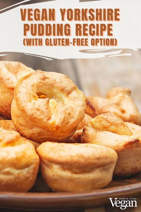 Vegan Yorkshire Puddings Vegan Yorkshire Pudding Recipe, Vegan Yorkshire Pudding, Gluten Free Yorkshire Pudding, Yorkshire Pudding Recipe, Breads Recipes, Vegan Christmas Dinner, Yorkshire Pudding Recipes, Vegan Curry Recipes, Yorkshire Puddings