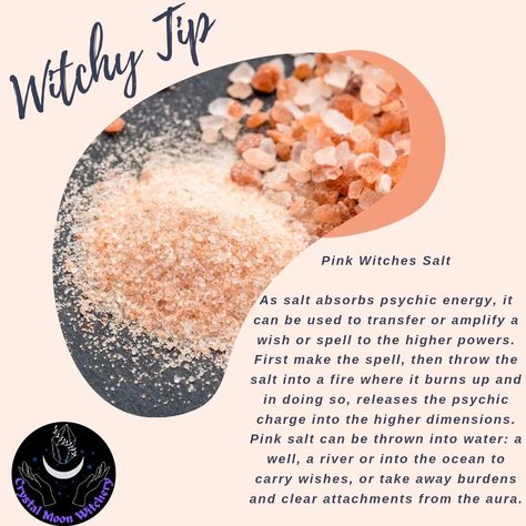 🌛Crystal🌕Moon🌜 on Instagram: “Salt is awesome to use to cleanse and purify pretty much anything! Here's a fun Friday Witchy Tip! #pinksalt #salt #spellcraft…” Witch Salt, Witches Salt, How To Make Pink, Pink Witch, Paganism Spells, Witch Tips, Wiccan Magic, Kitchen Witchery, Fun Friday