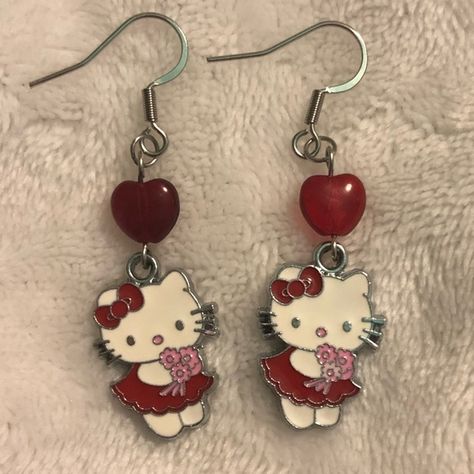 Hello Kitty Earrings Hello Kitty Jewelry Aesthetic, Hello Kitty Accesorios, Hello Kitty Shopping, Hello Kitty Things, Earrings Hello Kitty, Jewelry Hello Kitty, Hello Kitty Birthday Theme, Hello Kitty Necklace, Hello Kitty Earrings