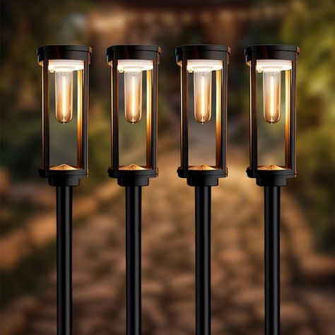 Farm Lighting, Garden Lighting Ideas, Solar Powered Garden Lights, Solar Path Lights, Wireless Lights, Solar Garden Lights, Romantic Lighting, Battery Lights, Pathway Lighting