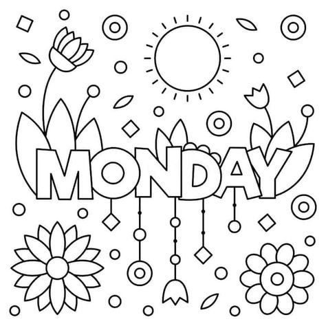 Days of week Coloring Calendar, Preschool Activity, Creative Painting, Educational Baby Toys, Cute Coloring Pages, Coloring Pictures, Journal Writing, Free Coloring Pages, Colouring Pages