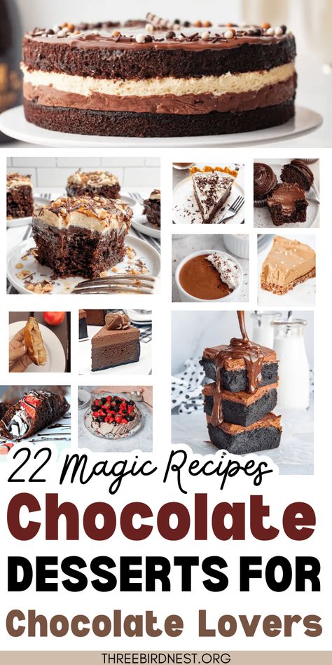 22 Magic Chocolate Dessert Recipes For Extreme Chocolate Lovers -Extreme chocolate recipes for chocolate lovers, these recipes are the richest deepest chocolate flavors you'll find. We picked out the very best recipes from across the internet.  chocolate dessert recipes, chocolate lovers desserts, dark chocolate recipes, holiday chocolate recipes, chocolate pie recipes, fudge recipes, chocolate cake recipes, dark chocolate holiday desserts. Easy Decadent Chocolate Desserts, My Incredible Recipes Desserts, All Things Chocolate, Impressive Chocolate Desserts, Best Chocolate Recipes, Chocolate Dessert Recipes Easy, Chocolate Dishes Dessert, Best Chocolate Dessert Recipes, Thanksgiving Desserts Easy Chocolate