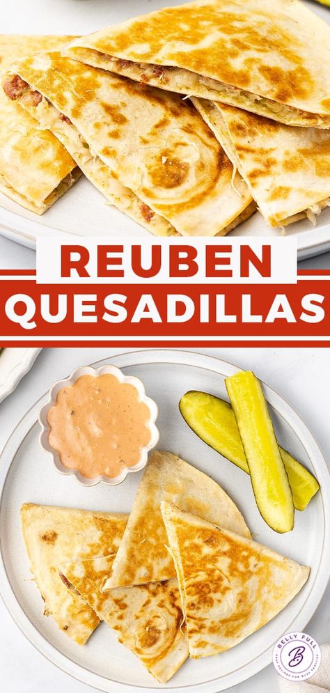 Reuben Wrap, Ruben Quesadilla, Reuben Quesadilla, Reuben Pizza Roll, Reuben Grilled Cheese, Easy Rueben Bake, Oven Reuben Sandwich, Griddle Cooking Recipes, Healthy And Unhealthy Food