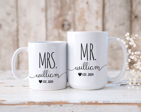 Elevate your celebrations with our Custom Couples Mug, the perfect Mr and Mrs custom mug that doubles as an ideal anniversary gift idea or a delightful cup for Valentine's Day, making every moment a special announcement of your love. Couple Mugs, Customised Mugs, Cup Gifts, Personalized Mugs, Couple Gifts, Custom Mugs, Valentine Gifts, Valentine Day Gifts, Gifts For Him