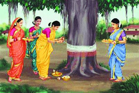 Women Worshipping, Somvati Amavasya, Vat Purnima, Banyan Leaf, Mesquite Tree, Married Women, Spiritual Transformation, Hindu Festivals, Banyan Tree