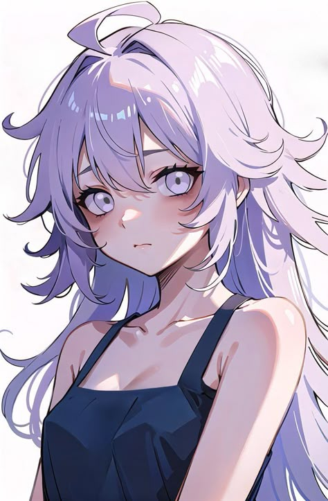 Blonde Anime Girlboss, Anime Female Oc Long Hair, Vtuber Hair Design, Purple Hair Anime Characters, Short Purple Hair Anime, Female Long Hair Drawing, Long Hair Character Design, Purple Haired Characters, Purple Hair Anime Pfp