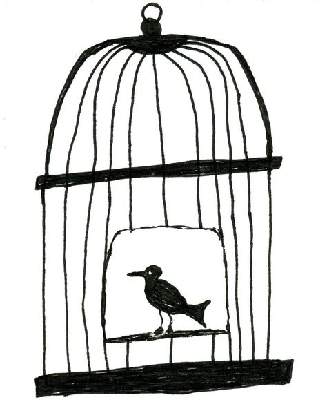 Illustration bird cage Bird In A Cage Drawing, Cage Sketch, Cage Drawing, Future Drawing, Draw A Bird, Storytelling Art, Bird In A Cage, Caged Bird, Drawing Photo