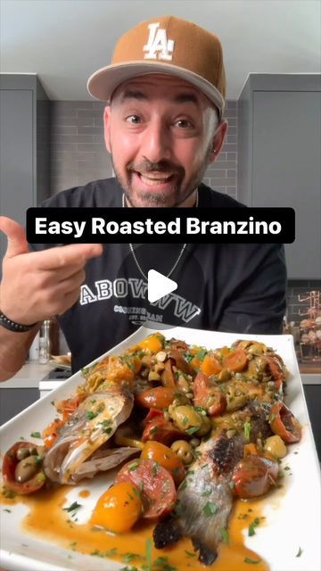 Easy roasted Branzino with beautiful chunky white wine sauce. This recipe is so delicious and quick to prepare everyone will be very surp... | Instagram Branzino Recipe Whole, Branzino Recipe Filet, Whole Branzino, Roasted Branzino, Branzino Recipe, White Wine Sauce, Lemon Slices, Wine Sauce, Green Olives