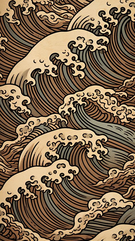 The timeless elegance of traditional wave patterns on your iPhone and Android screens. Get swept away by style with this artful display! 🌀📱 Japanese Patterns Traditional, Japanese Wave Pattern, Leather Inspiration, Water Pattern, Japanese Pop Art, Japanese Wave, Japanese Waves, Water Patterns, Bandana Design