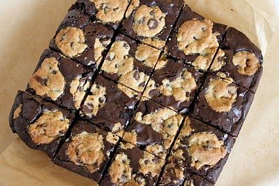 #dessert Brownies With Cookies, Stuffed Brownies, Chocolate Chip Cookie Brownies, Cookie Brownies, Chocolate Chip Brownies, Choc Chip Cookies, Delicious Brownies, Baking Blog, Chocolate Chip Cookie Dough