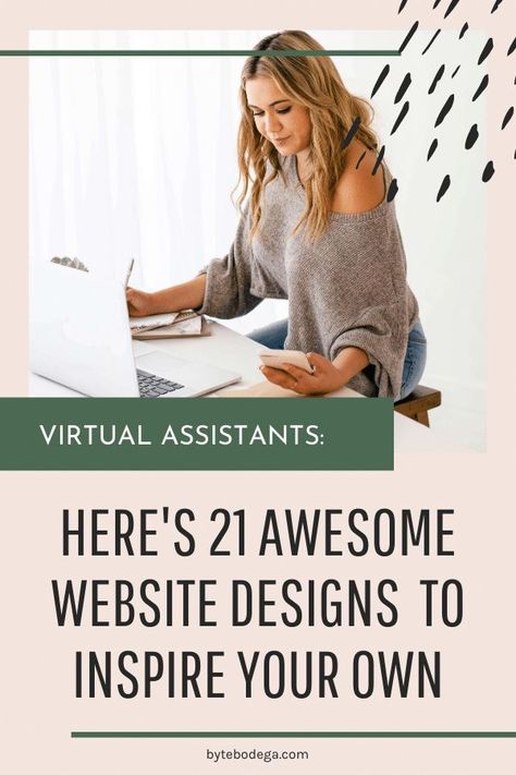 Check out these virtual assistant website designs to help you brainstorm your own! These website designs are creative, modern and beautiful - Plenty to catch the eye of potential clients. Figure out what you want your corner of the internet to look like for your online business. #virtualassistant #workfromhome #onlinebusiness Virtual Assistant Portfolio Template, Virtual Assistant Website Design, Virtual Assistant Portfolio Example, Virtual Assistant Graphics, Va Branding, Virtual Assistant Website, Types Of Virtual Assistants, Va Business, Copywriting Portfolio