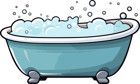 AI generated Bathtub clipart design illustration Bath Tub Illustration, Bath Tub Drawing, Cartoon Bathtub, Bath Cartoon, Bathtub Illustration, Bath Drawing, Bath Illustration, Shower Illustration, Bathtub Pictures