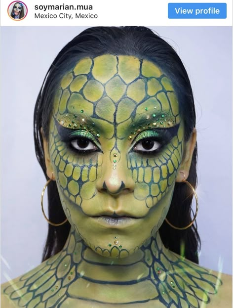 Snake Makeup, Sfx Ideas, Medusa Halloween Costume, Dragon Makeup, Dragon Halloween, Alien Halloween, Animal Makeup, Creepy Halloween Makeup, Halloween Makeup Diy