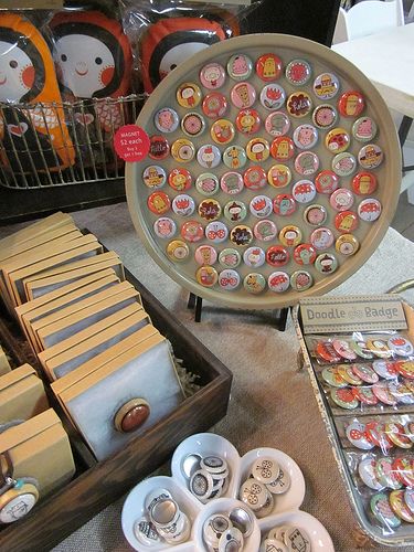 Display | Flickr - Photo Sharing! Display Magnets Craft Fairs, Craft Table Display, Craft Show Booths, Stall Display, Craft Booth Display, Badge Maker, Fair Display, Craft Fairs Booth, Craft Booth Displays