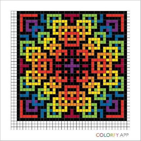 Graph Paper Pixel Art, Geometric Pixel Art, Graph Paper Art Design, Geometric Cross Stitch Patterns, Pixel Quilting, Graph Paper Designs, Graph Paper Drawings, Rainbow Quilt, Graph Paper Art