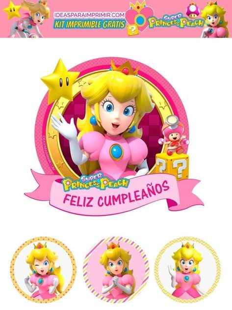 Princess Peach Paper Mario, Pastel Princesa Peach, Princess Peach Cake Topper Printable, Princess Peach Clipart, Princess Peach New Game, Princesa Peach, Super Mario Bros, Mario Bros, Super Mario