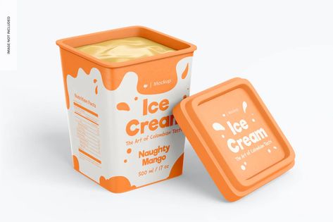 Ice Cream Cups Packaging, Ice Cream Cups Design, Durian Ice Cream, Ice Cream Menu, Ice Cream Packaging, Mango Cream, Bakery Branding, Cup Mockup, Ice Cup