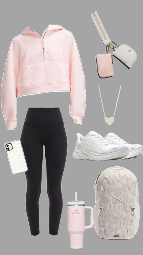 #simple #cute #lululemon #trendy #pink #aesthetic #hokas Lululemon Outfit Winter, Cute Lululemon Outfits, Lululemon Outfit, Rich Outfits, Cute Middle School Outfits, Lululemon Outfits, Cozy Fall Outfits, Casual Preppy Outfits, Trendy Outfits For Teens