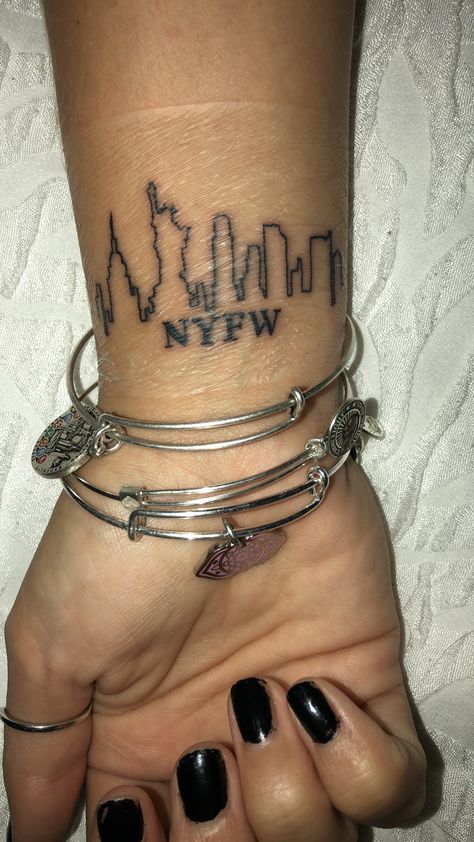 New York Tattoo Stencil, New York Related Tattoo, New York Outline Tattoo, New York Tattoo Ideas, Ny Skyline Tattoo, New York Skyline Tattoo Silhouettes, Skyline Tattoo, State Tattoos, New York Tattoo