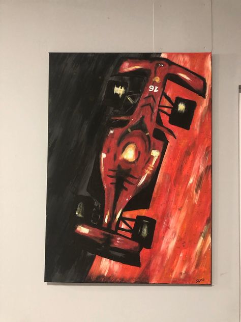 F1 Ferrari Car Canvas Acrylic Painting -  #Acrylic #Canvas #Car #Ferrari #Painting Car Painting Aesthetic, F1 Canvas Painting, Charles Leclerc Painting, F1 Painting Ideas, F1 Art Paintings, F1 Car Painting, Painting Ideas For Men, Formula 1 Painting, F1 Ferrari Car