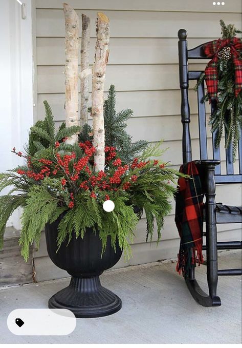 Christmas Planters Diy, Outdoor Holiday Planters, Christmas Urns, Outdoor Christmas Planters, Holiday Planter, Outside Christmas Decorations, Winter Planter, Christmas Pots, Christmas Planters