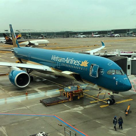 Vietnam Airlines A350 - what a stunning aircraft #vietnamairlines #seoul #southkorea #vietnam #hochiminh #hanoi #danang #asia #asiana… Vietnam Airport, Vietnam Holiday, Airplane Landing, Vietnam Holidays, Airbus A350, Vietnam Airlines, Aviation Posters, Air Travel, Da Nang