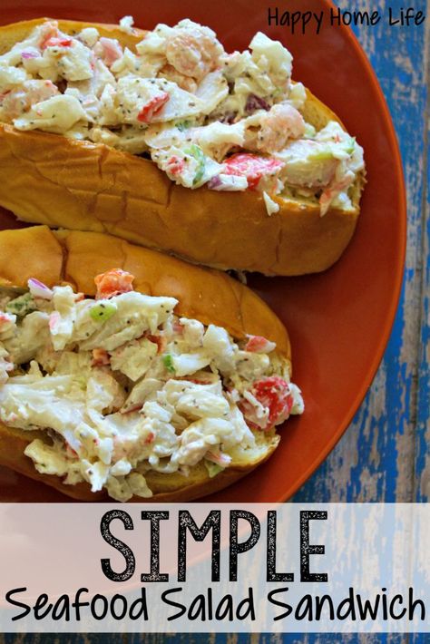 Seafood Salad Sandwich Recipe, Seafood Salad Recipe With Crab, Seafood Salad Recipe, Seafood Sandwiches, Crab Sandwich, Sandwich Salad, Sea Food Salad Recipes, Seafood Recipes Crab, Seafood Platter