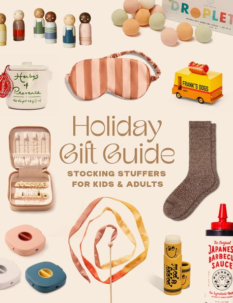 holiday gift guide : stocking stuffers for kids and adults Healthy Stocking Stuffers, Homemade Stocking Stuffers, Xmas Gift Guide, Toddler Stocking Stuffers, Stocking Stuffers For Adults, Unique Stocking Stuffers, Stocking Stuffers For Women, Nostalgic Gifts, Stocking Stuffers For Kids