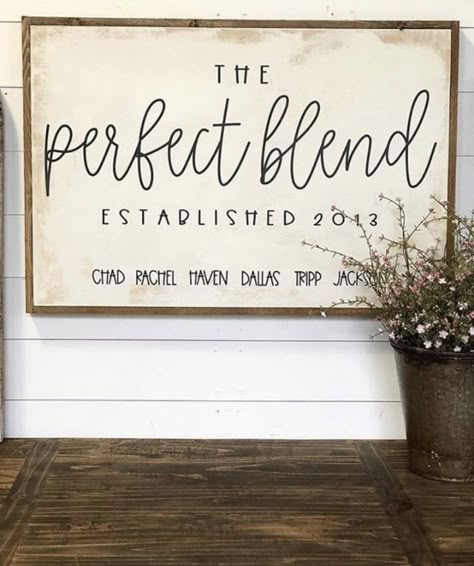 Living Room Signs Quote Farmhouse, Wedding Gift For Blended Family, Blended Family Sign, Blending Family Wedding Ideas, Blended Family Wedding Photos, Blended Family Signs, Wedding Blended Family, Blended Family Photos, Kitchen Blackboard