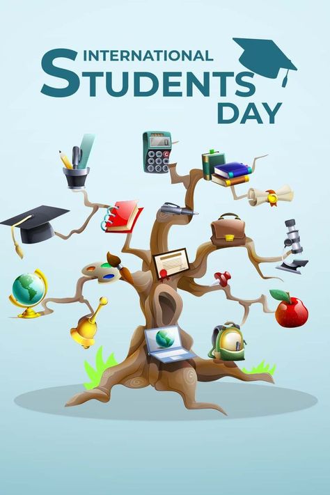 Student Day Poster Design, Poster Making Topics, International Students Day, Student Day, Blue Giraffe, International Days, Good Teacher, Students Day, Happy Students